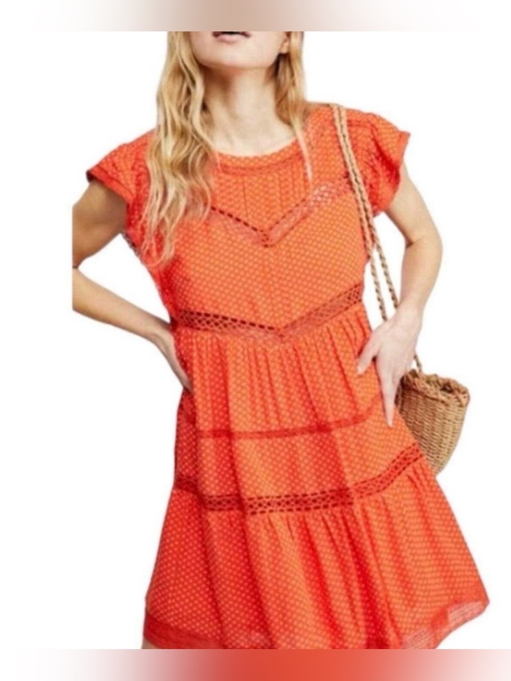 Free People Retro Kitty Mini Dress in Tangerine.